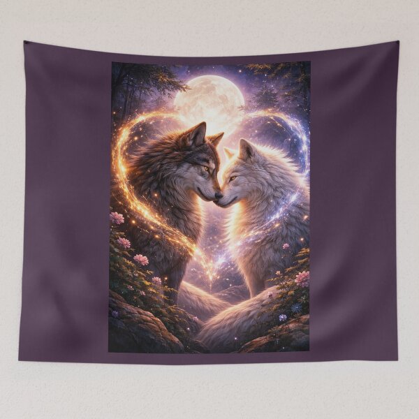 Item preview, Eternal Wolf Soulmates – Romantic Moonlit Love Art designed and sold by GeoWild Designs.