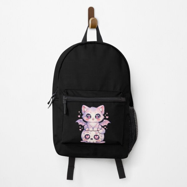 Item preview, Kawaii Pastel Goth Bat Cat on Cute Heart Skull – Spooky Cute Anime Kitty Art designed and sold by cr6zym1nd.