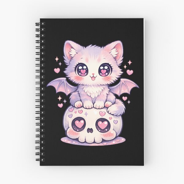 Item preview, Kawaii Pastel Goth Bat Cat on Cute Heart Skull – Spooky Cute Anime Kitty Art designed and sold by cr6zym1nd.