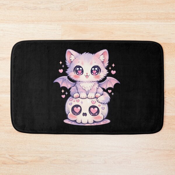 Item preview, Kawaii Pastel Goth Bat Cat on Cute Heart Skull – Spooky Cute Anime Kitty Art designed and sold by cr6zym1nd.