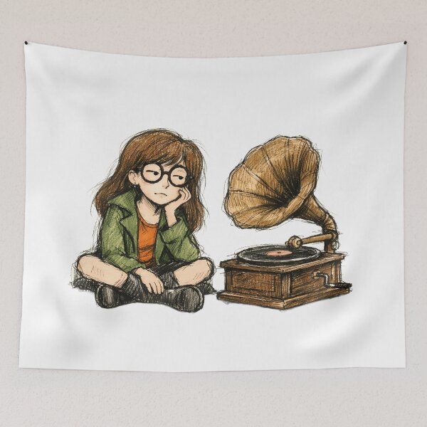 Item preview, DARIA MORGENDORFFER WITH DARK GRAMOPHONE designed and sold by LIS AND MELIVERSO.