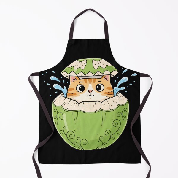 Item preview, Kawaii Coconut Cat - Cute Orange Tabby Tropical Doodle Art designed and sold by LineLoo.