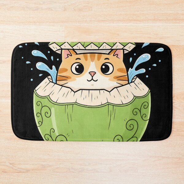 Item preview, Kawaii Coconut Cat - Cute Orange Tabby Tropical Doodle Art designed and sold by LineLoo.