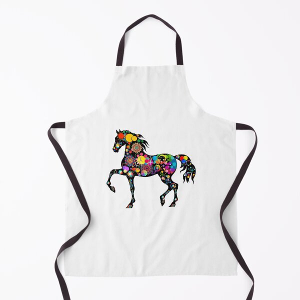 Item preview, Psychedelic Mandala Horse – Colorful Pop Art Silhouette on Black designed and sold by GorinART.