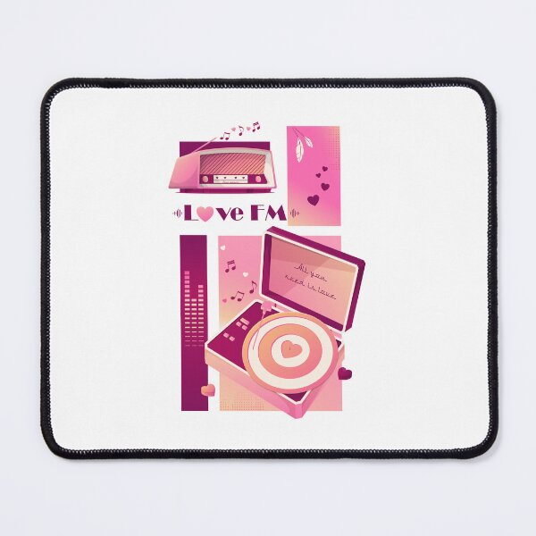 Item preview, Love FM Retro Valentine Music Illustration designed and sold by ColorloomArt.