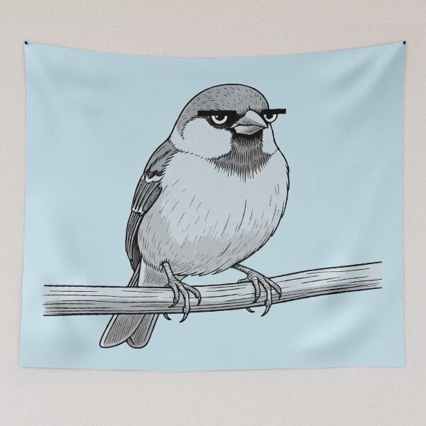 Item preview, Judgement Feathered Grumpy Sparrow designed and sold by SillyPawsStudio.