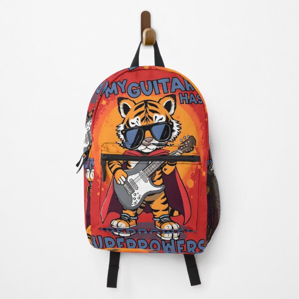 Item preview, My Guitar Has Superpowers — Cool Tiger Superhero with Guitar Rock Star Design designed and sold by Amplify-n-Co.