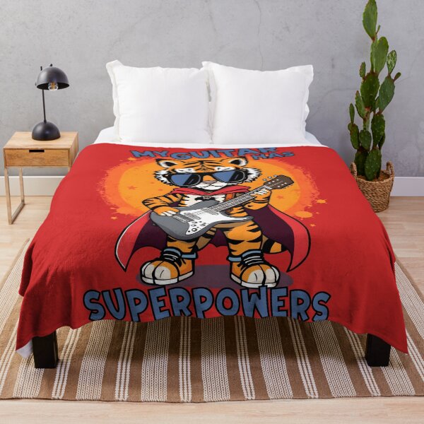 Item preview, My Guitar Has Superpowers — Cool Tiger Superhero with Guitar Rock Star Design designed and sold by Amplify-n-Co.