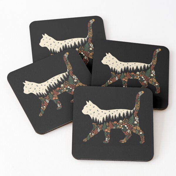 Item preview, Woodland Forest Cat Ferns and Wildflowers designed and sold by NADIASHOP86.