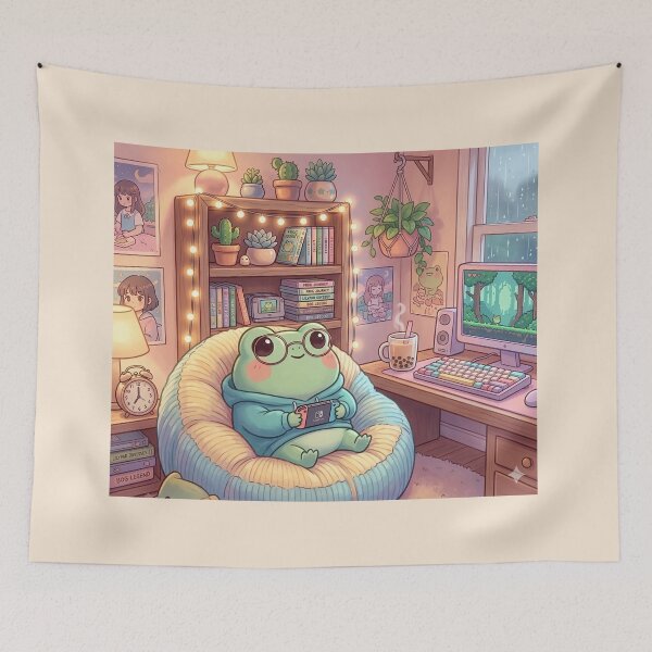 Item preview, Kawaii Frog Gamer Cozy Beanbag Aesthetic Gaming - T-Shirt & Stickers designed and sold by ZyxDes.