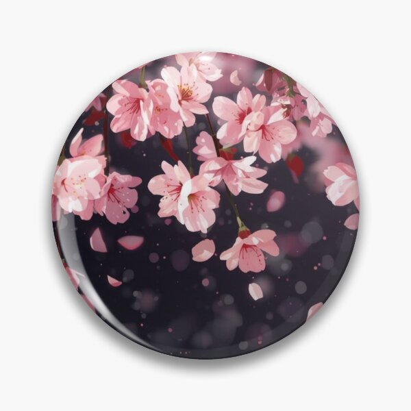 Item preview, Vibrant Cherry Blossoms Falling in Midnight Garden designed and sold by LakLuxe studio .