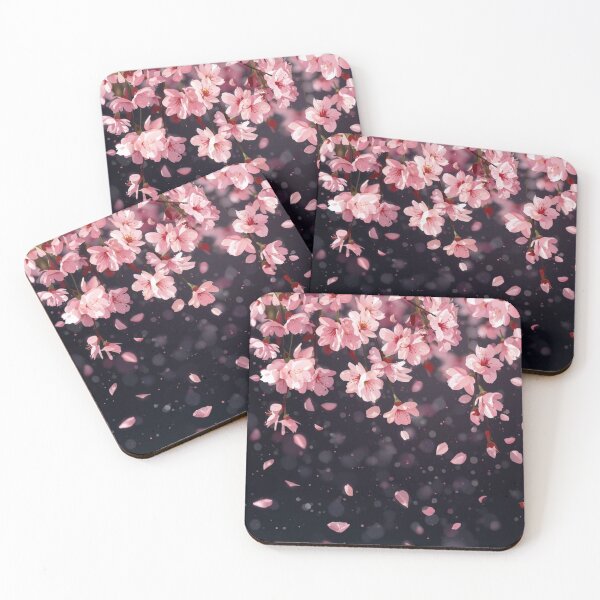 Item preview, Vibrant Cherry Blossoms Falling in Midnight Garden designed and sold by LakLuxe studio .