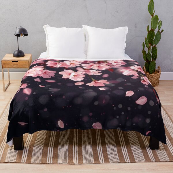Item preview, Vibrant Cherry Blossoms Falling in Midnight Garden designed and sold by LakLuxe studio .