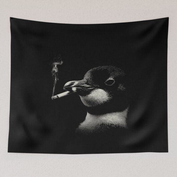Item preview, Rebellious Penguin Smoking Cigarette Black White designed and sold by k3rstman1.