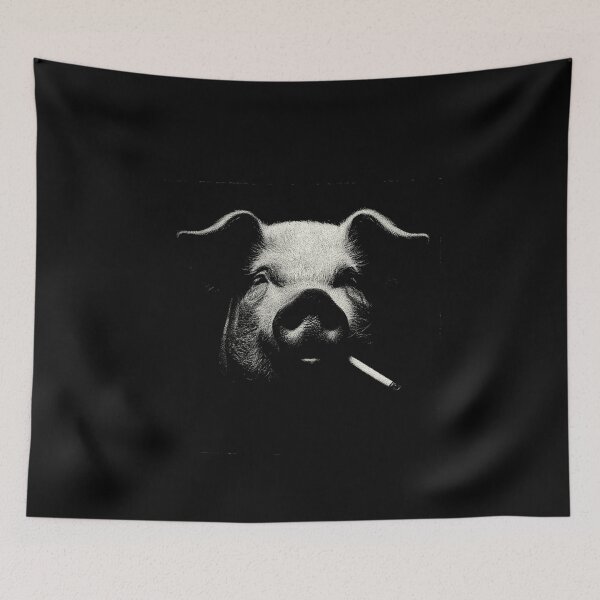 Item preview, Low Key Pig Smoking Cigarette Portrait designed and sold by k3rstman1.