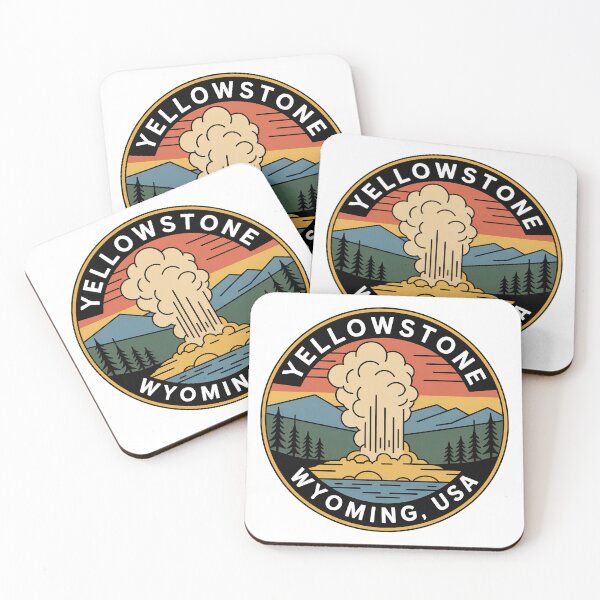 Item preview, Yellowstone National Park Vintage Travel Badge - Old Faithful Wyoming Retro Emblem designed and sold by pod24.
