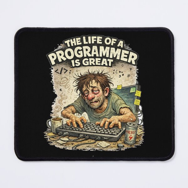 Item preview, The Life of a Programmer Is Great – Funny Coder Cartoon designed and sold by SpicyWind.