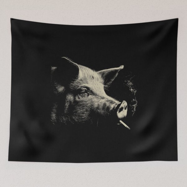 Item preview, Low Key Pig Smoking Cigarette Portrait designed and sold by k3rstman1.