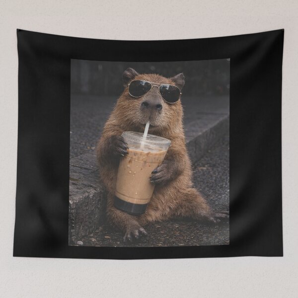 Item preview, Capybara Drinking iced Coffee designed and sold by JODYSMORGAN.