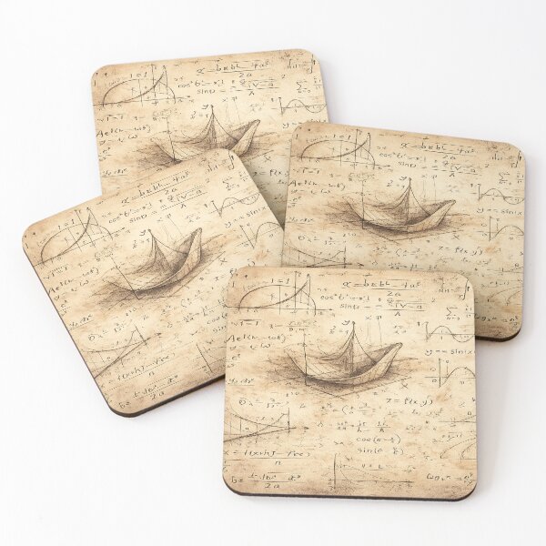 Item preview, Mathematical Voyage – Vintage Paper Boat Blueprint on Parchment designed and sold by SpicyWind.