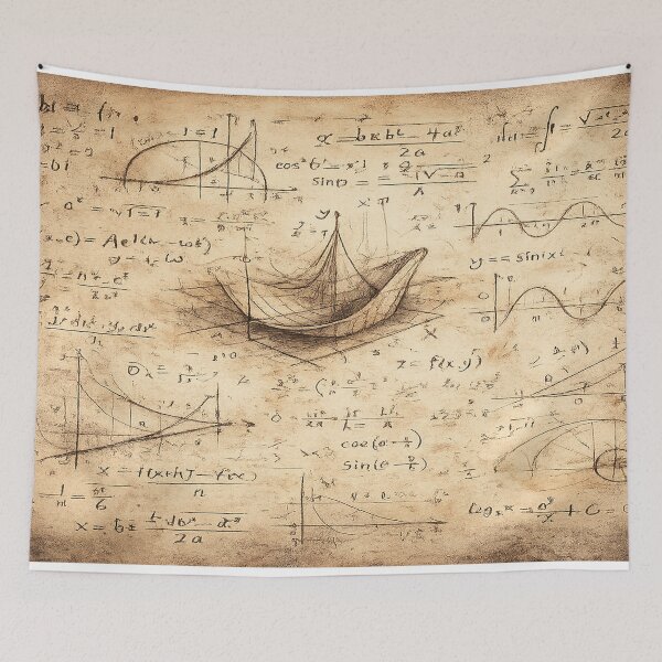 Item preview, Mathematical Voyage – Vintage Paper Boat Blueprint on Parchment designed and sold by SpicyWind.
