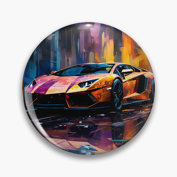 Item preview, Vibrant Artistic Watercolor Car Painting With Colorful Neon Street Reflections designed and sold by RevUpDesign.