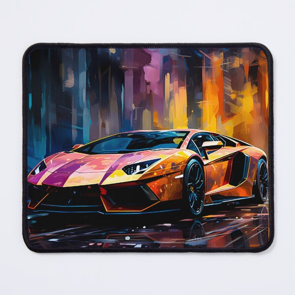 Item preview, Vibrant Artistic Watercolor Car Painting With Colorful Neon Street Reflections designed and sold by RevUpDesign.