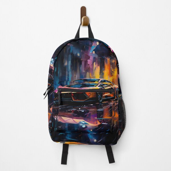Item preview, Vibrant Artistic Watercolor Car Painting With Colorful Neon Street Reflections designed and sold by RevUpDesign.