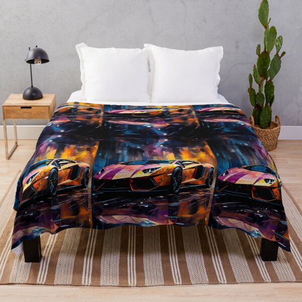 Item preview, Vibrant Artistic Watercolor Car Painting With Colorful Neon Street Reflections designed and sold by RevUpDesign.