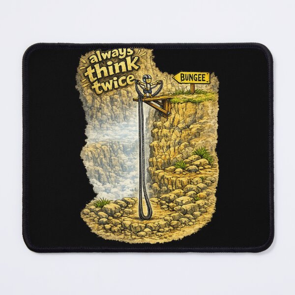 Item preview, Always Think Twice – Funny Bungee Jump Cartoon (Safety Humor) designed and sold by SpicyWind.