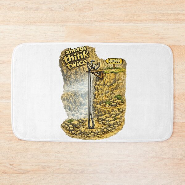 Item preview, Always Think Twice – Funny Bungee Jump Cartoon (Safety Humor) designed and sold by SpicyWind.