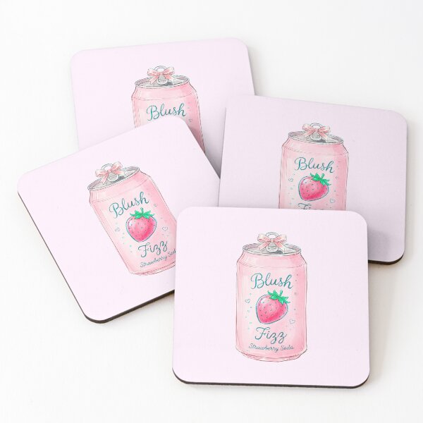 Item preview, Blush Fizz Strawberry Soda – Soft Girly Pastel Aesthetic Illustration designed and sold by Verycutethings.