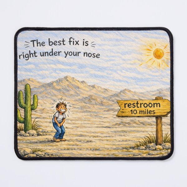 Item preview, Right Under Your Nose – Restroom 10 Miles Funny Desert Cartoon designed and sold by SpicyWind.