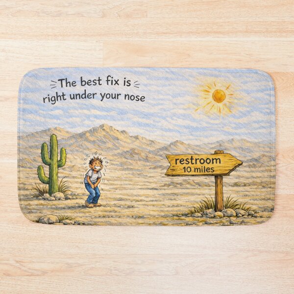 Item preview, Right Under Your Nose – Restroom 10 Miles Funny Desert Cartoon designed and sold by SpicyWind.