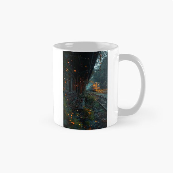 Item preview, Abandoned Japanese Train Station Bioluminescent Ghost Train Art designed and sold by Kynura.