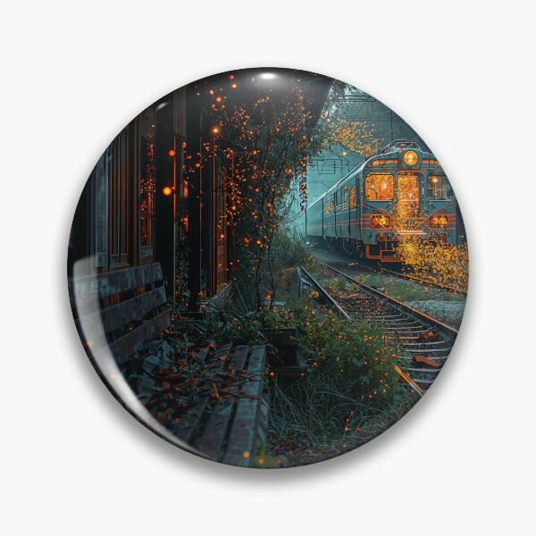 Item preview, Abandoned Japanese Train Station Bioluminescent Ghost Train Art designed and sold by Kynura.