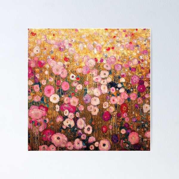 Item preview, Gustav Klimt Pink Flower Garden designed and sold by maniacfitness.