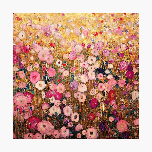 Item preview, Gustav Klimt Pink Flower Garden designed and sold by maniacfitness.