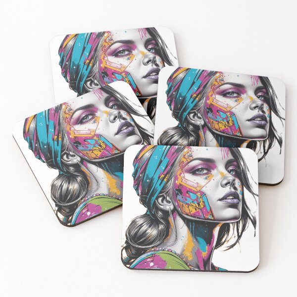 Item preview, Colorful portrait of a woman in street art style designed and sold by neogenisis.