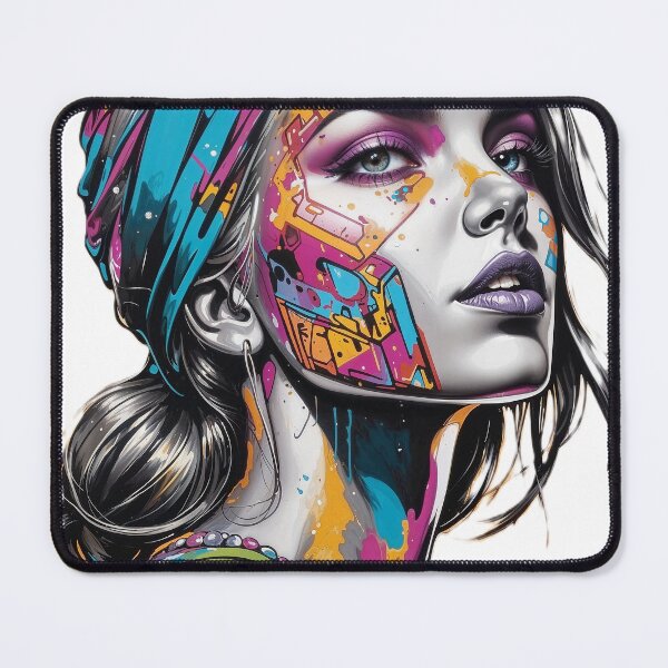 Item preview, Colorful portrait of a woman in street art style designed and sold by neogenisis.