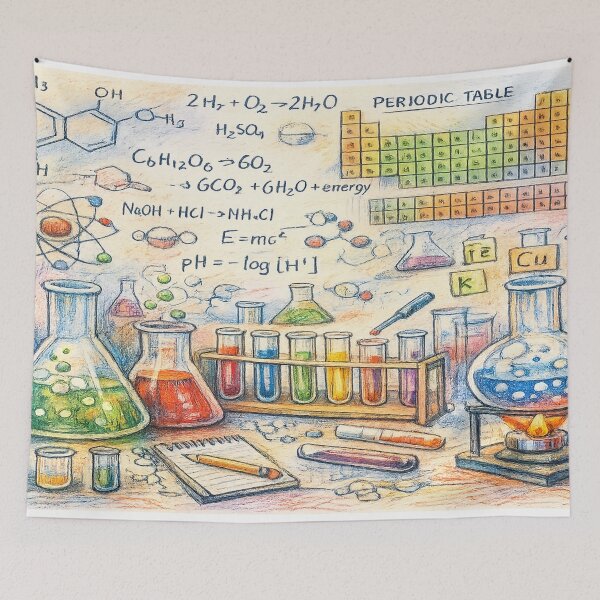 Item preview, Chemistry Lab Sketch in Colored Pencils designed and sold by SpicyWind.