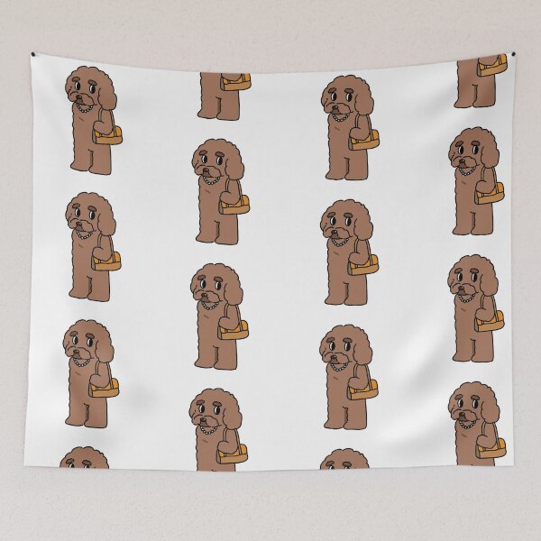 Item preview, Elegant Brown Poodle with Pearl Necklace and Handbag designed and sold by EricTsaiShop.