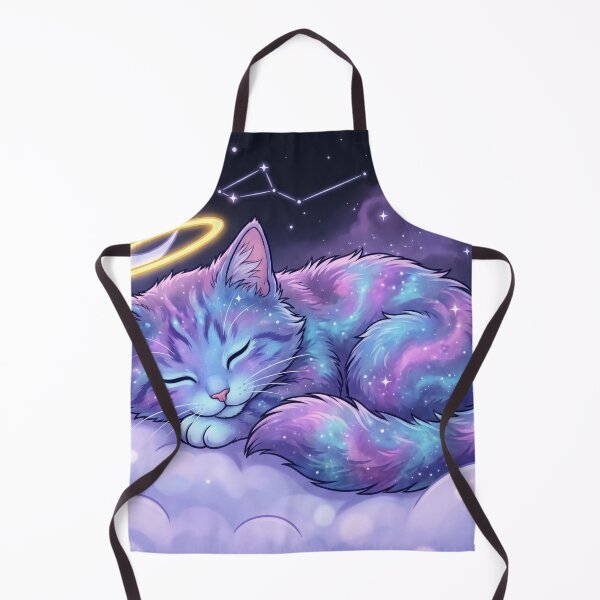 Item preview, A cute galaxy kitten sleeping on clouds under a crescent moon designed and sold by Anvc-Art.