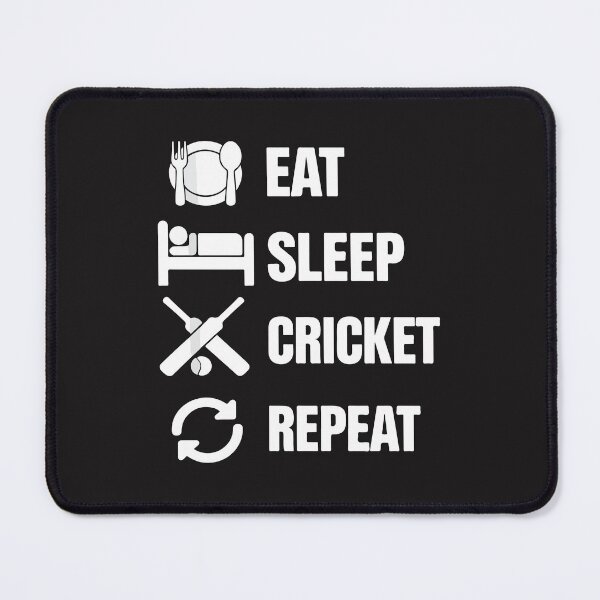 Item preview, Eat Sleep Cricket Repeat Funny Bats and Ball Silhouette Meme for Cricket Lovers designed and sold by kiralynstration.
