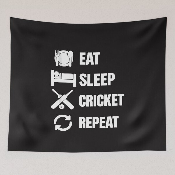Item preview, Eat Sleep Cricket Repeat Funny Bats and Ball Silhouette Meme for Cricket Lovers designed and sold by kiralynstration.