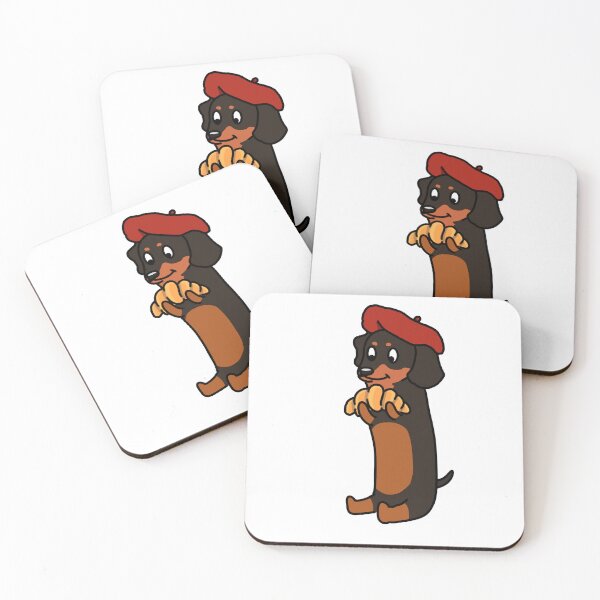 Item preview, Cute Dachshund Skater with Beret and Croissant designed and sold by EricTsaiShop.