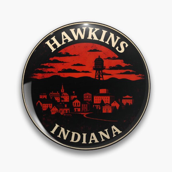 Item preview, Hawkins Indiana Vintage Retro Town Badge designed and sold by TAOptimus .