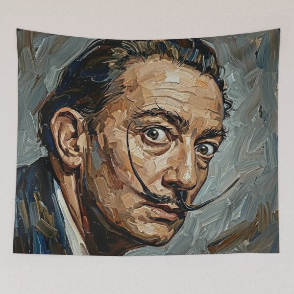 Item preview, The Persistence of Genius: Salvador Dalí Surrealist Impasto Portrait designed and sold by Art's Diner.
