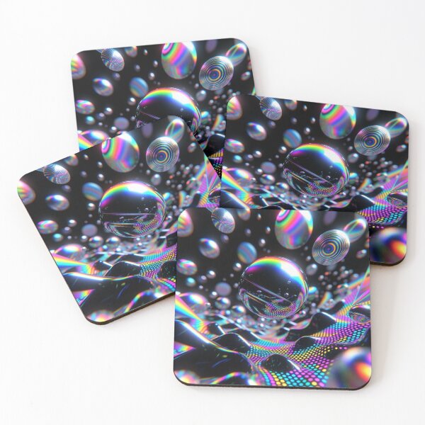 Item preview, Neon Chrome Orbs in Cyber Void designed and sold by PixelVibe782.