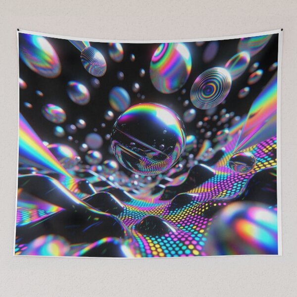 Item preview, Neon Chrome Orbs in Cyber Void designed and sold by PixelVibe782.